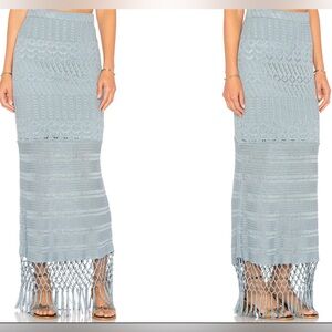 HOUSE OF HARLOW X Revolve Sandra Maxi Skirt Fringe Hem Crochet Boho Vacation S